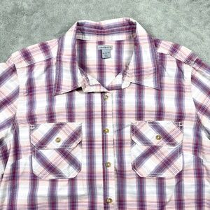 Carhartt Women’s XL Plaid Button Down Shirt Pink Purple Cotton Blend Workwear